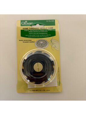 Clover Dome Threaded Needle Case No. 625 Compact Storage for Threaded Needles